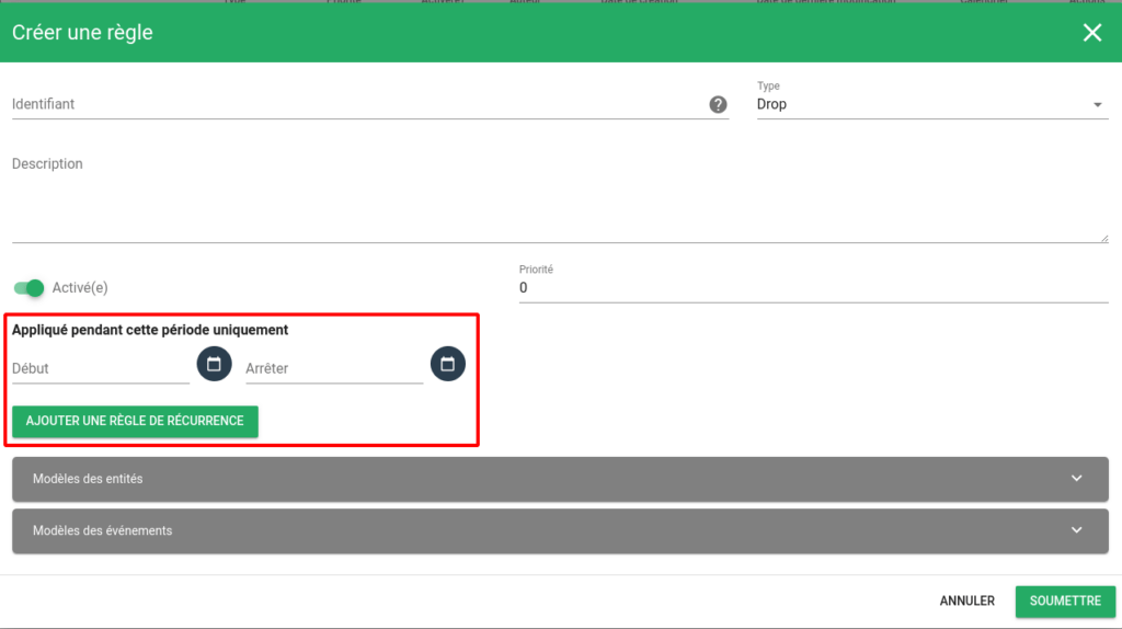 Canopsis V22.10 - Filter rule form