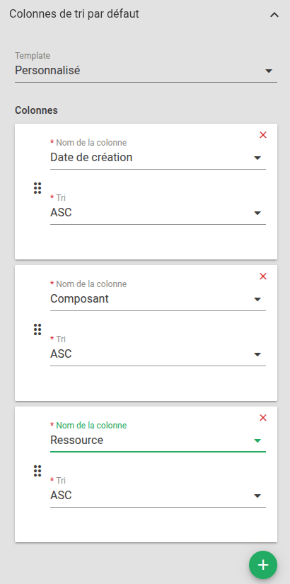 Alarm list - Multi-column sorting settings